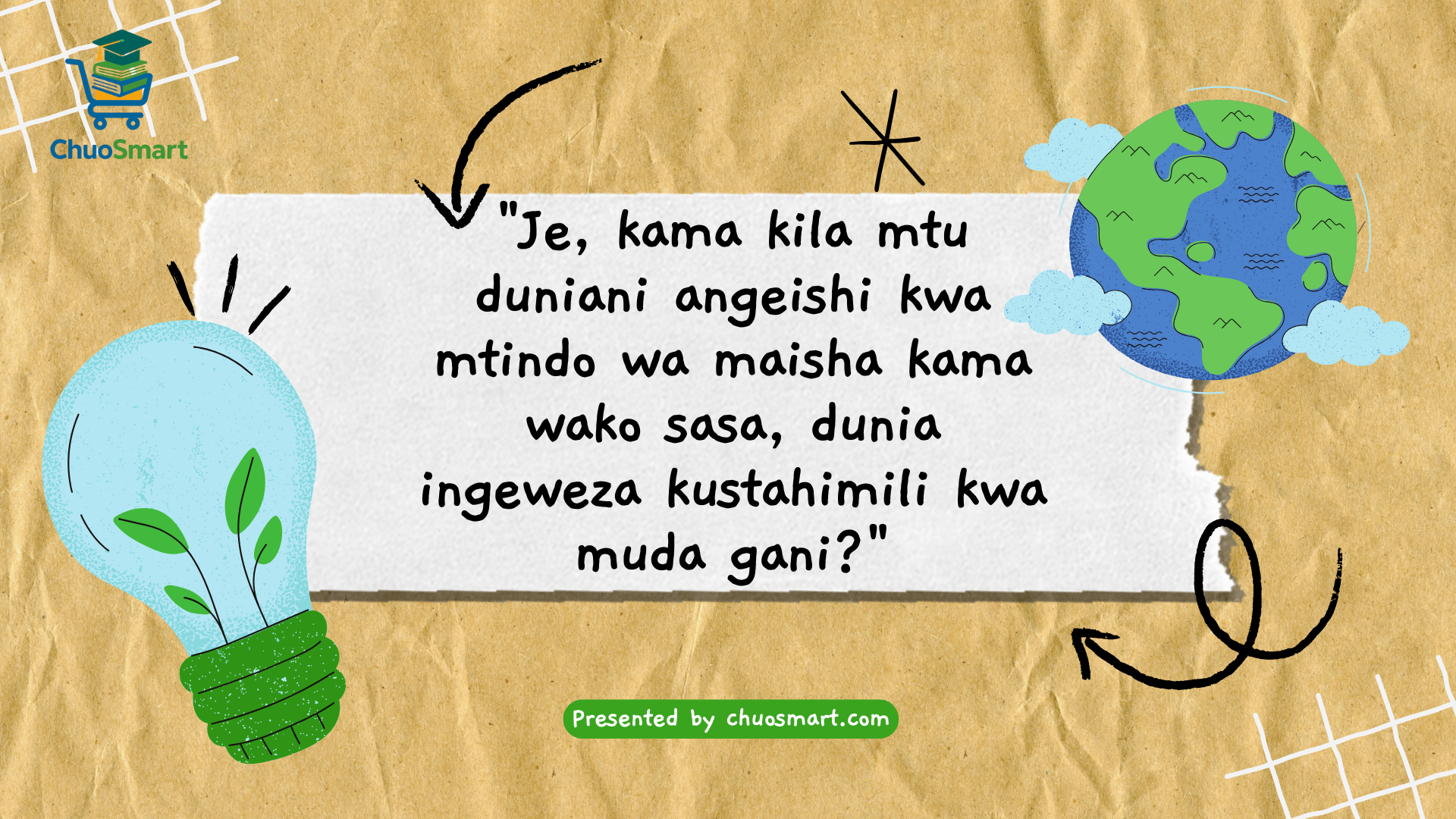 Kama kila mtu duniani angeishi kama mimi, dunia ingeweza kustahimili kwa muda gani?