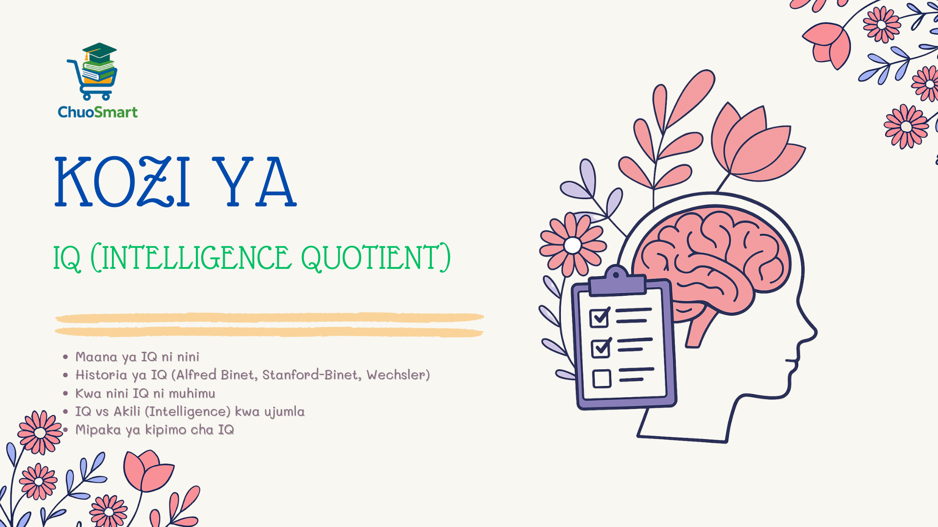 IQ (INTELLIGENCE QUOTIENT) FULL COURSE -SWAHILI VERSION